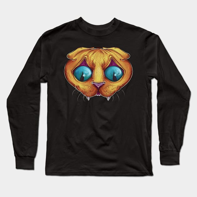 Cat with Funny Face Long Sleeve T-Shirt by NevermindOnArt